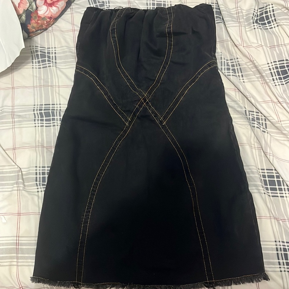 Essência Brasil black wash dress Y2K frayed hem women  size small